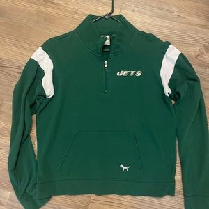 VS PINK GAMEDAY JETS PULLOVER SWEATSHIRT WMS SIZE M